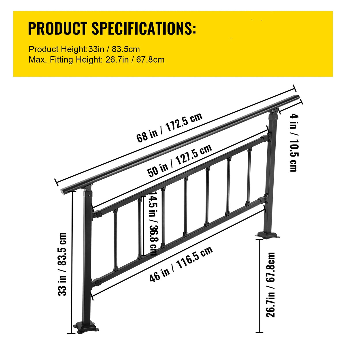 Black Handrail Stair Railing Kit L551131