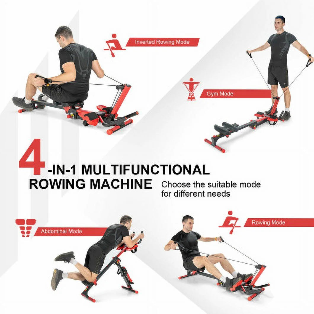 4-in-1 Folding Rowing Machine with Control Panel V81926