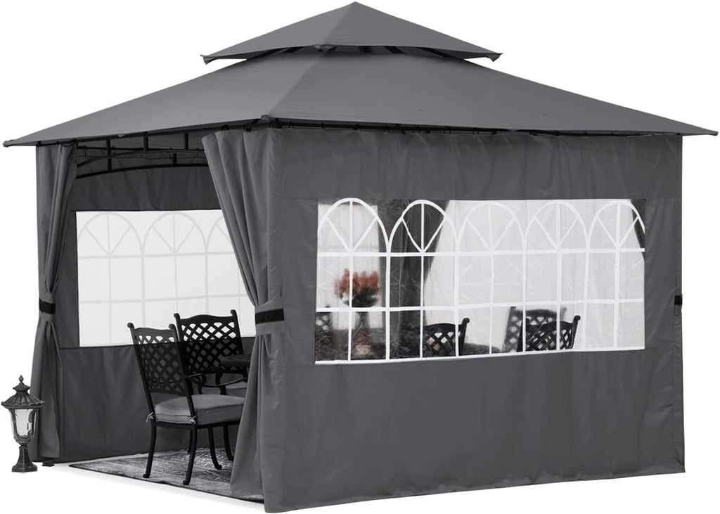 10’x12’ Dark Gray Winter Gazebo with Sidewalls V944741