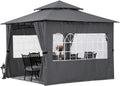 10’x12’ Dark Gray Winter Gazebo with Sidewalls V944741