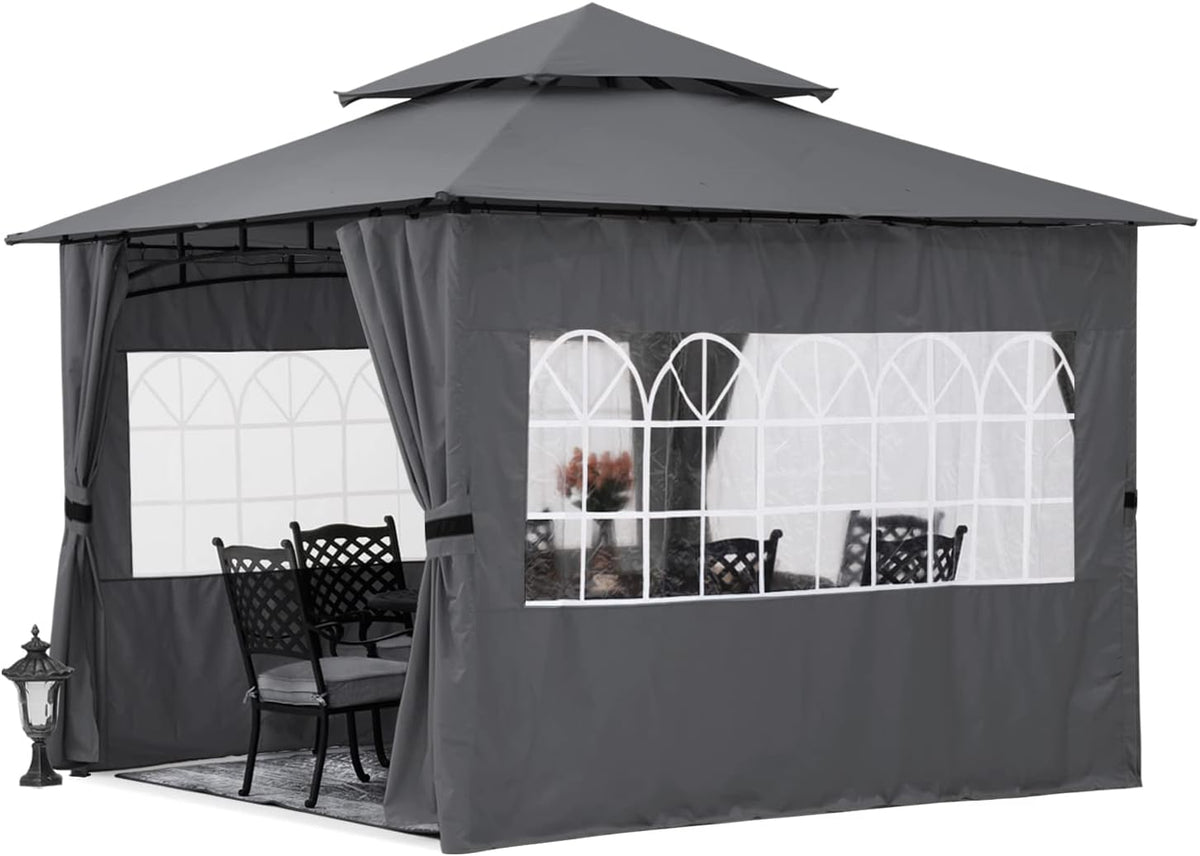 10’x12’ Dark Gray Winter Gazebo with Sidewalls V944741
