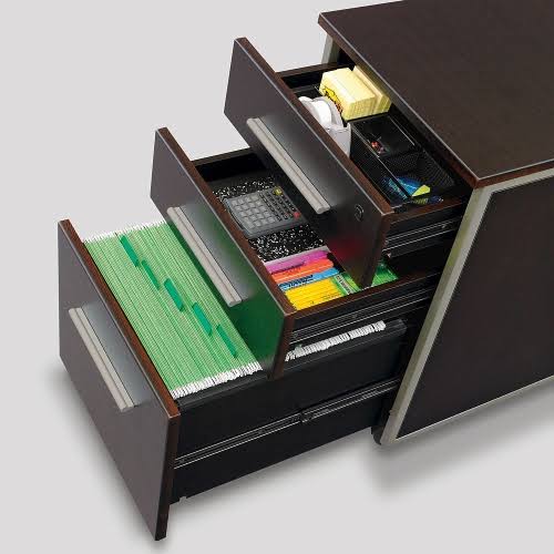 Mobile File Pedestal Espresso Laminate with Brushed Nickel Handles X741