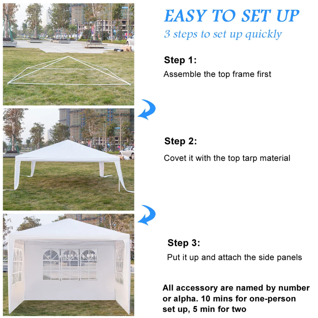 White Three Sides Waterproof Tent with Spiral Tubes I150