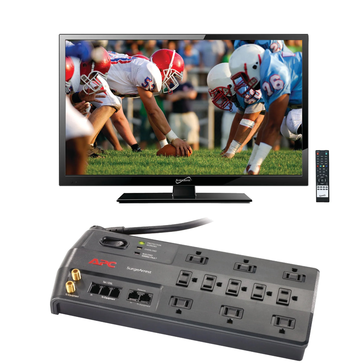 19" 720p LED TV and 11-Outlet Surge Protector A78253