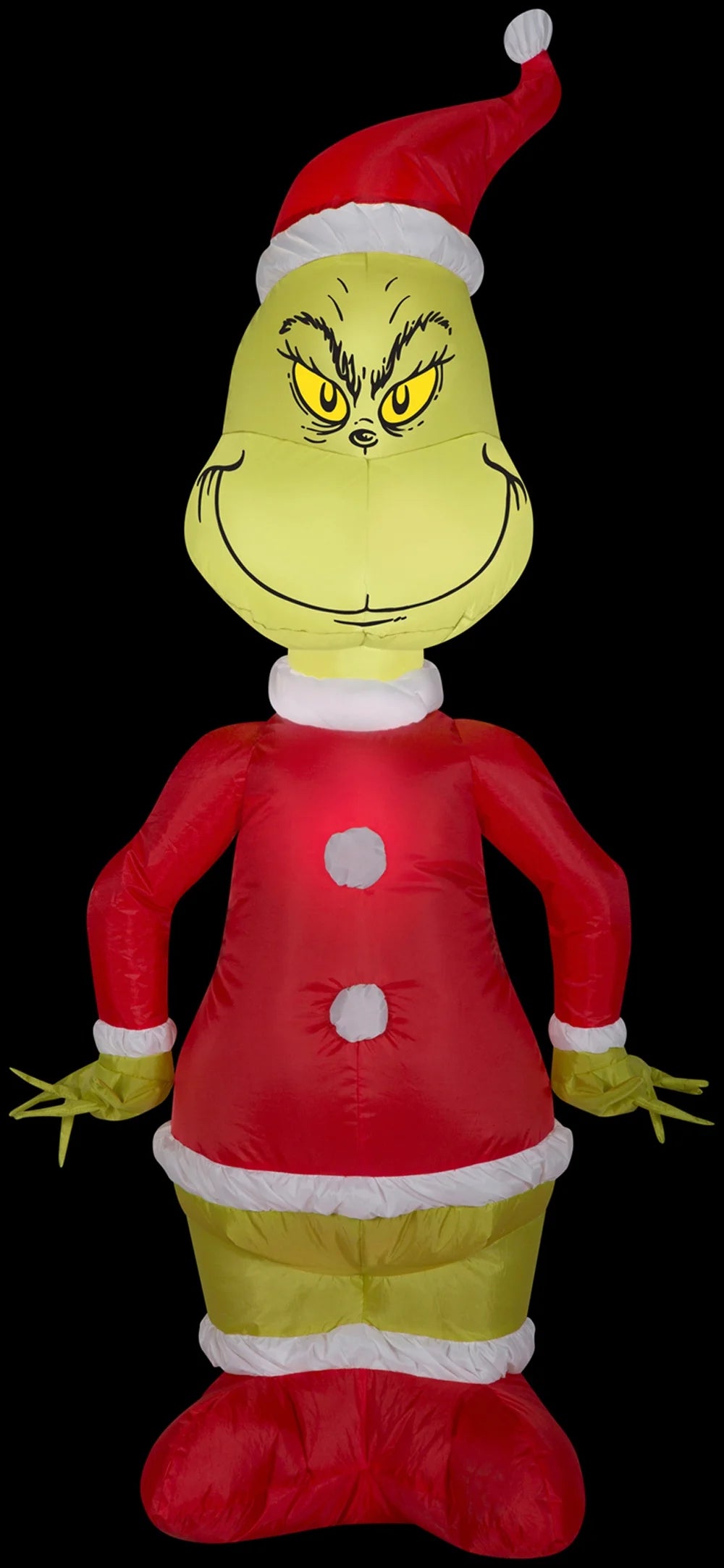 Inflatable Dr. Seuss The Grinch in Santa Suit LED Lighted Yard Decoration - 48 in x 23 in x 11 in Q22361