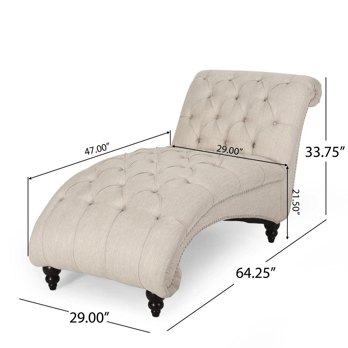 Beige Button Tufted Chaise Lounge Q126143