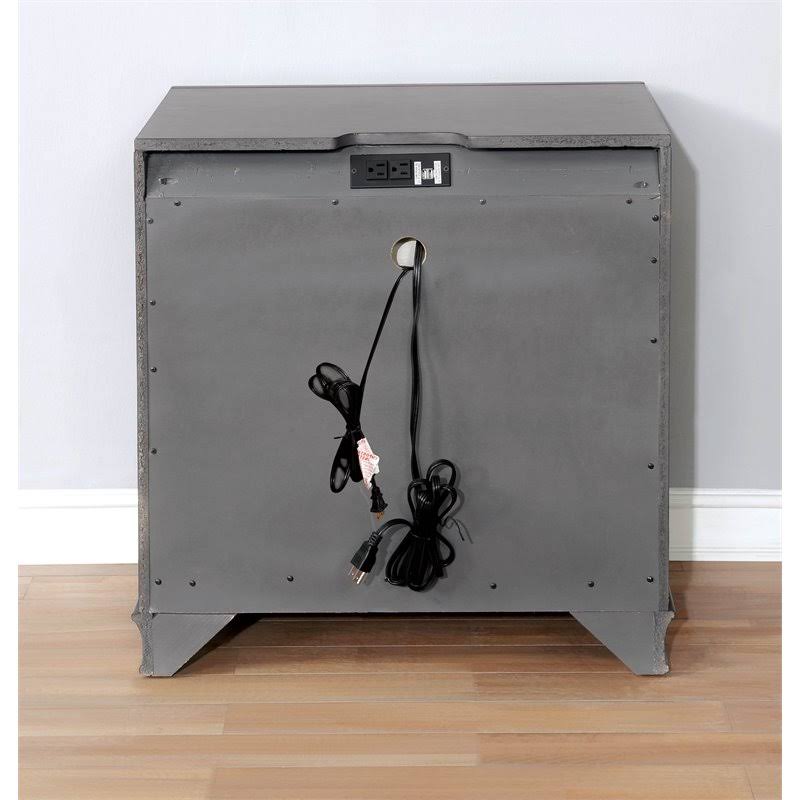 Gray Solid Wood 3-Drawer Nightstand Z75911