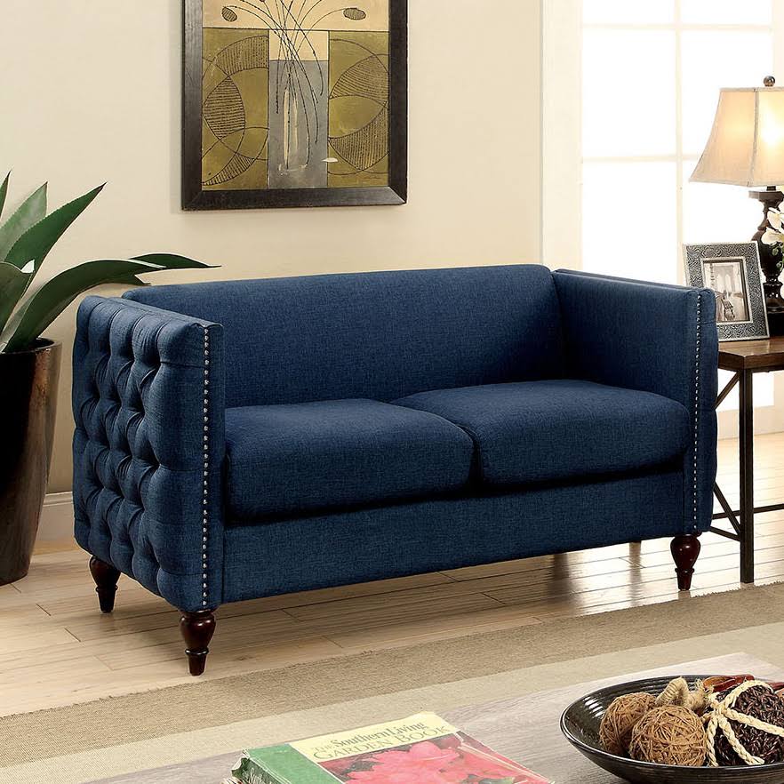 Emer Blue Loveseat V38057