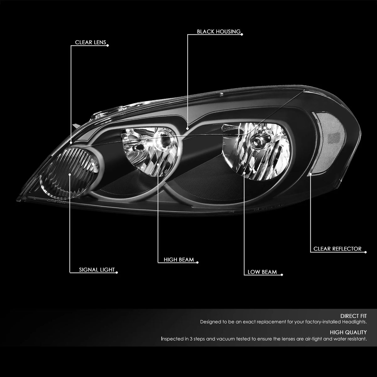 Black Housing Clear Corner Headlight Assembly Q7717