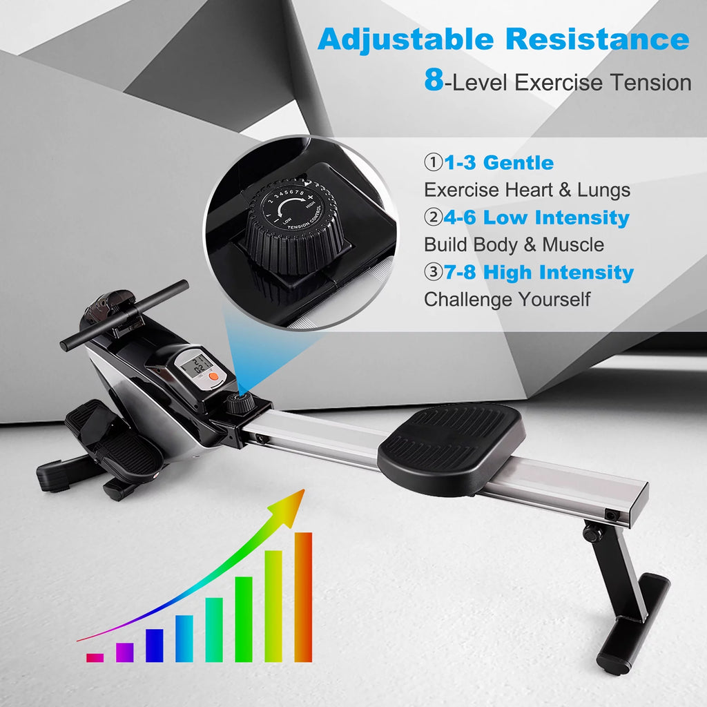 Magnetic Rowing Machine with LCD Display and Adjustable Resistance N244