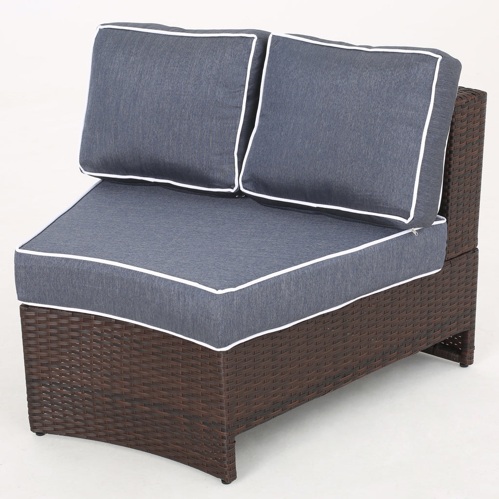5 Piece Outdoor Wicker Seating Set with Ottoman and Cushions N8203
