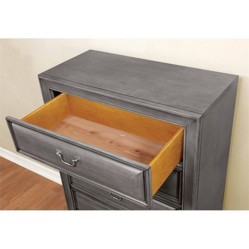 Gray Solid Wood 3-Drawer Nightstand Z75911