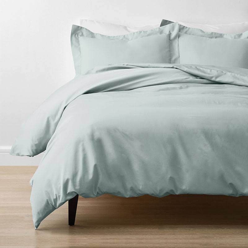 Pearl Gray Solid Egyptian Cotton Sateen Oversized Queen Duvet Cover N501422